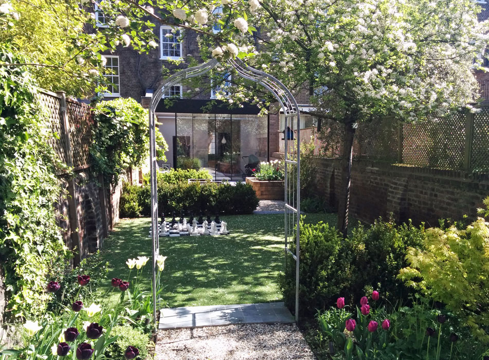 Looking back towards the house in Spring